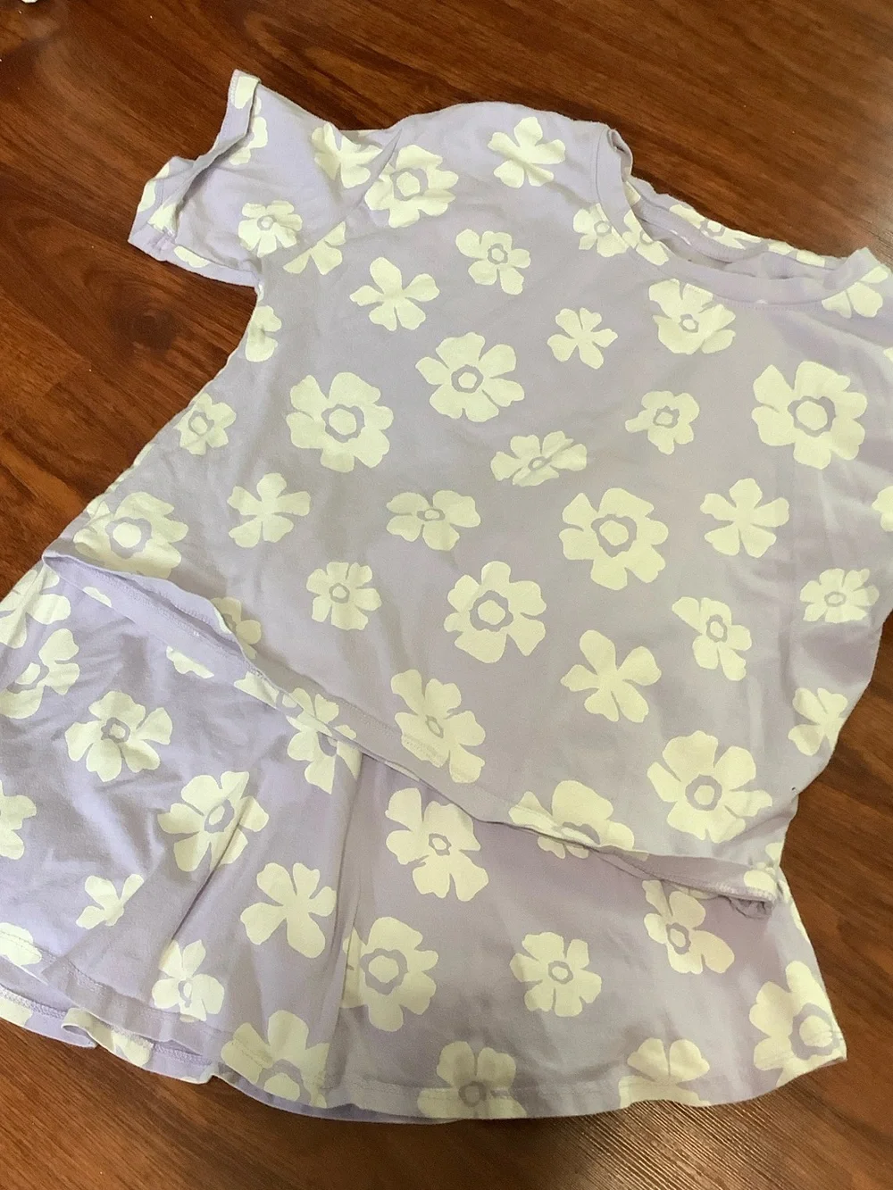 GAP Lavender Short-Sleeve Floral Pajama Set with Pale Yellow Flowers